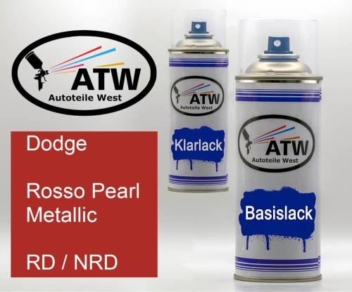 Dodge, Rosso Pearl Metallic, RD / NRD: 400ml Sprühdose + 400ml Klarlack - Set, von ATW Autoteile West.